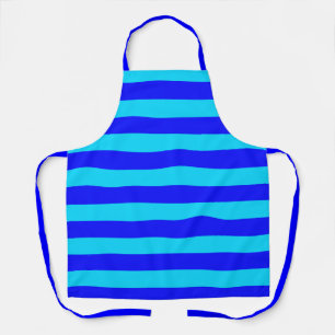 Cyan Blue Stripes Design Apron