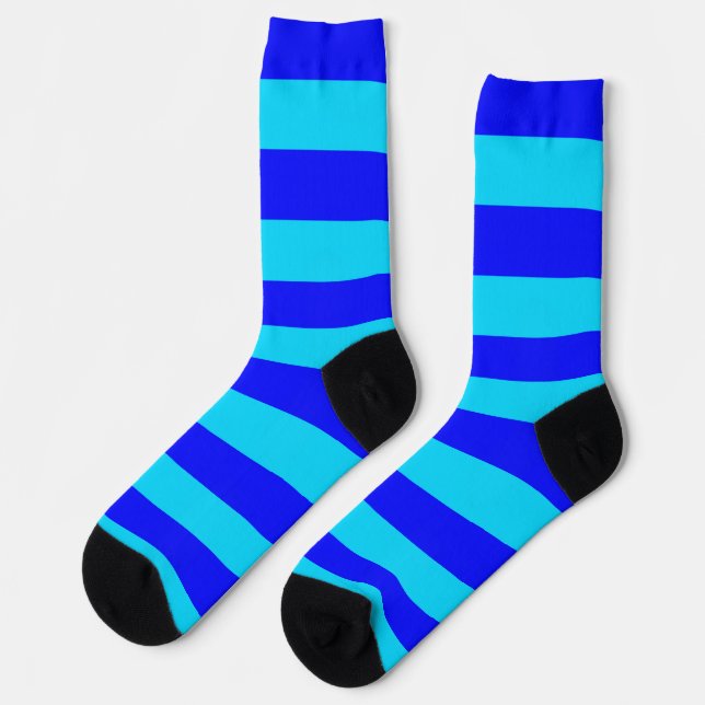 Cyan Blue Stripes Design  Socks (Left)