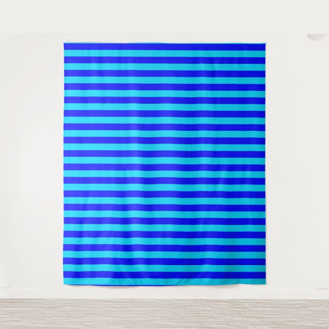 Cyan Blue Stripes Design  Tapestry (Front)