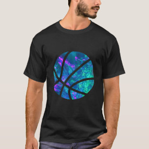 Cyan Blue Violet teal Basketball For Sports Lover T-Shirt