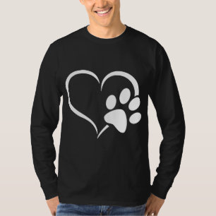 Cyan Blue Violet teal Dog Paw Print heart For Dogs T-Shirt