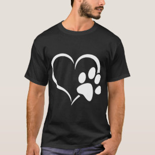Cyan Blue Violet teal Dog Paw Print heart For Dogs T-Shirt