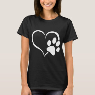 Cyan Blue Violet teal Dog Paw Print heart For Dogs T-Shirt