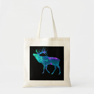 Cyan Blue Violet teal Elk Buck for Hunting gifts Tote Bag