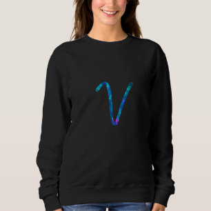 Cyan Blue Violet teal Initial capital letter V mon Sweatshirt