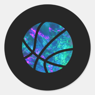Cyan Blue Violet Teal Sketll For Sports Lover Play Classic Round Sticker