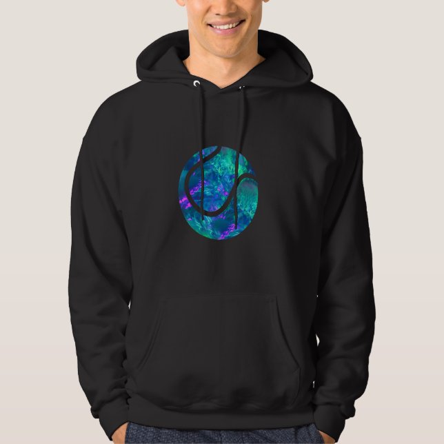 Cyan Blue Violet teal Tennis ball For Sports Playe Hoodie (Front)
