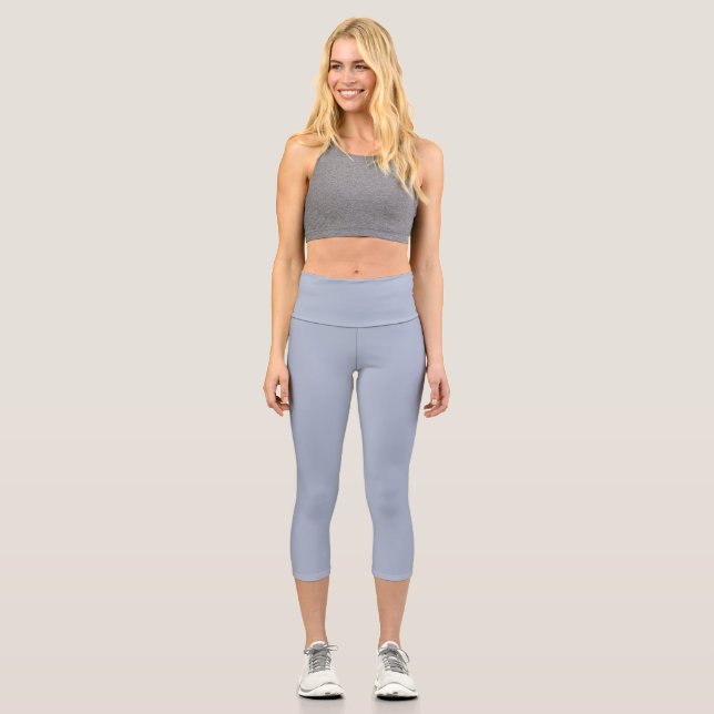 cyan-bluish grey/cobalt bluish grey (solid colour) capri leggings (Front)