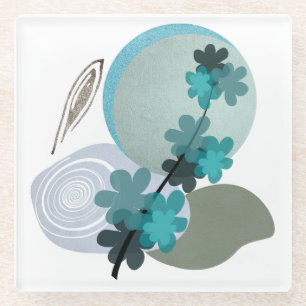Cyan Boho Glass Coaster