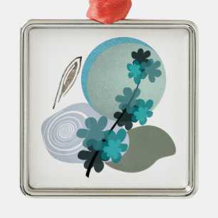 Cyan Boho Metal Ornament