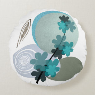Cyan Boho Round Cushion