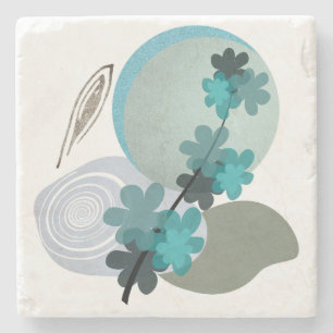 Cyan Boho Stone Coaster