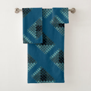 Cyan buttons over blue, forming geometric shapes  bath towel set