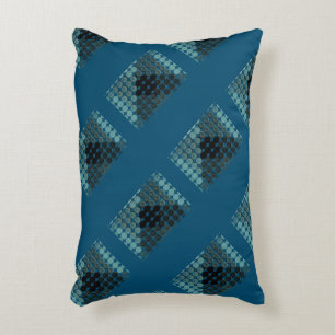 Cyan buttons over blue, forming geometric shapes decorative cushion