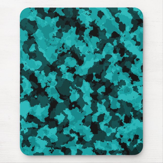 Cyan Camouflage Mouse Pad (Front)