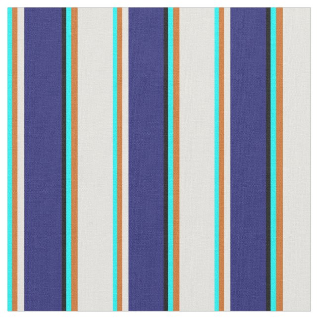 Cyan, Chocolate, Yellow, Midnight Blue & Black Fabric (Close Up)
