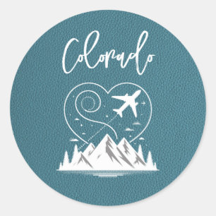 Cyan Colorado Passport  Classic Round Sticker