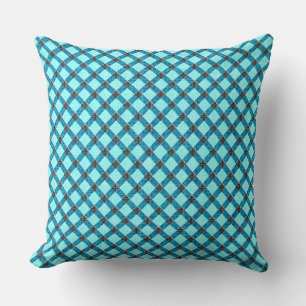 Cyan cross tartan plaid with light rough relief cushion