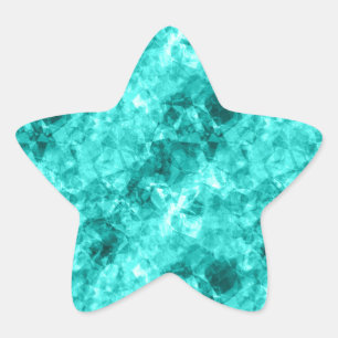 Cyan Crumpled Texture Star Sticker
