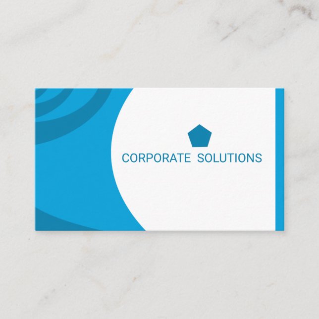 Cyan Deep Sky Blue Corporate Business Card (Front)