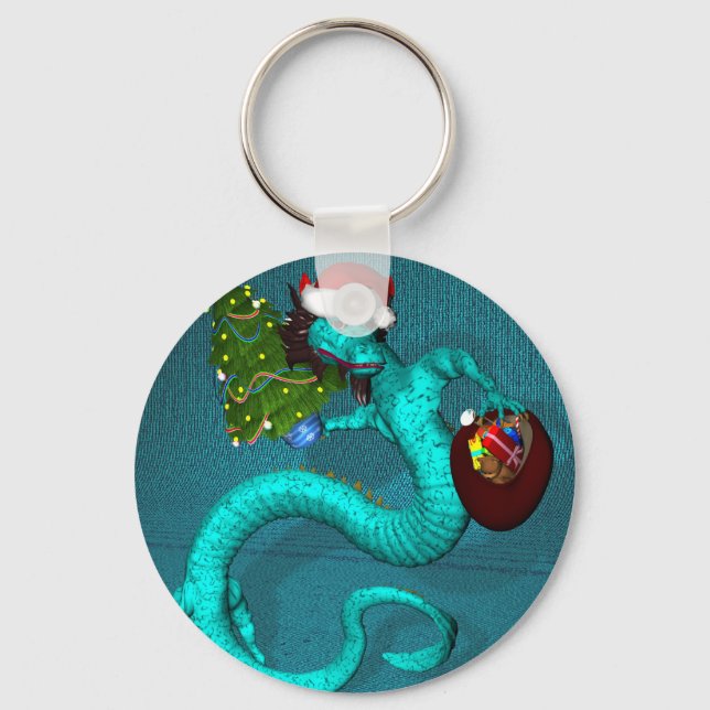 Cyan Dragon Key Ring (Front)