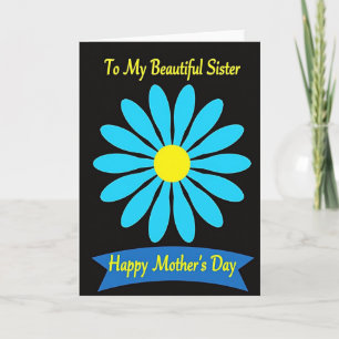 Cyan Floral Mothers Day Card