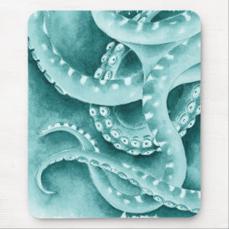 Cyan Green tentacles monochrome Mouse Pad