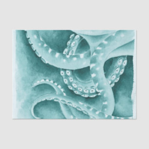Cyan Green tentacles monochrome Tissue Paper