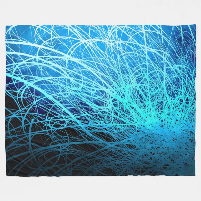Cyan Linear Explosion2 - Fleece Blanket (Front (Horizontal))