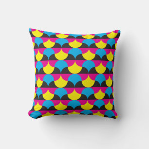 cyan, magenta yelow black shapes cushion