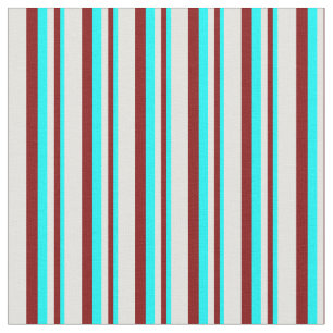 Cyan, Maroon & Light Cyan Pattern of Stripes Fabric