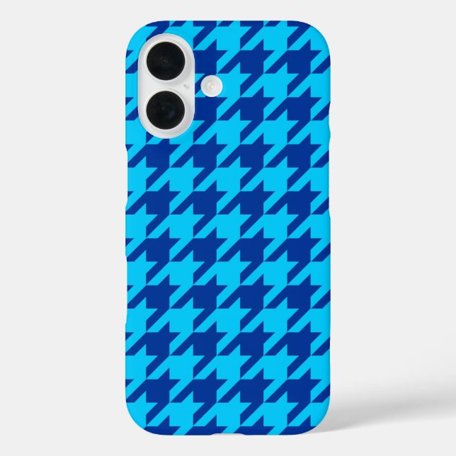Cyan Navy Blue Houndstooth Plaid  Case-Mate iPhone Case (Back)