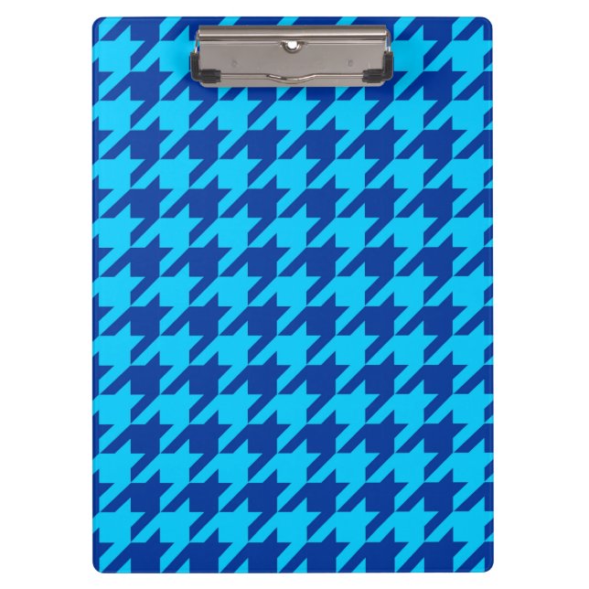Cyan Navy Blue Houndstooth Plaid  Clipboard (Front)