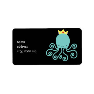 Cyan Octopus Princess Label
