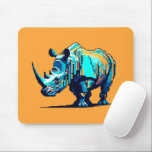 Cyan Orange Pixel Art Rhino Retro Gamer Mouse Pad<br><div class="desc">Supercharge your daily computer workflow or intense gaming sessions with a mouse pad that celebrates classic digital nostalgia. This premium desk accessory features a wonderfully crafted 8-bit pixel art illustration of a rhinoceros. The sharp, vibrant cyan and orange colors against the crisp background perfectly capture the unmistakable aesthetic of 1990s...</div>