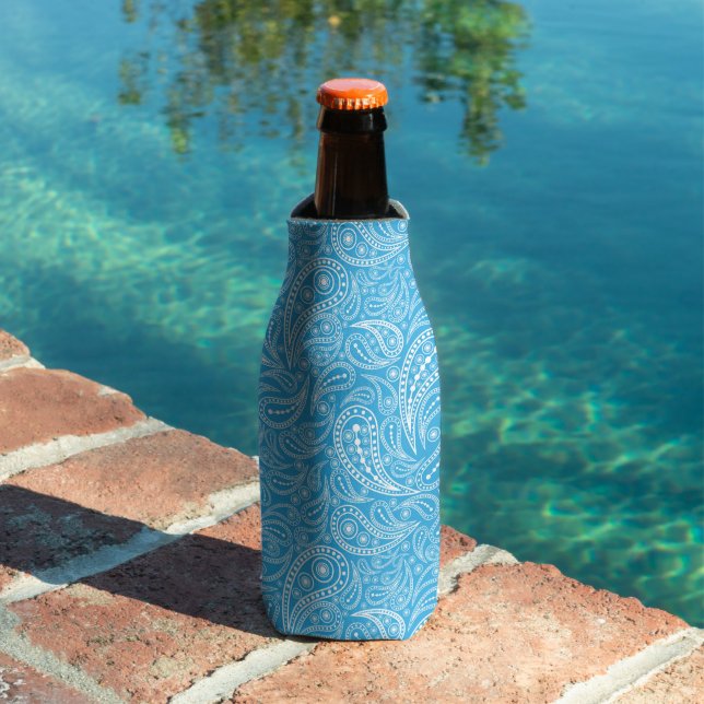 Cyan paisley pattern bottle cooler (In Situ Pool)