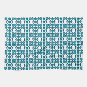 Cyan Pattern Tea Towel