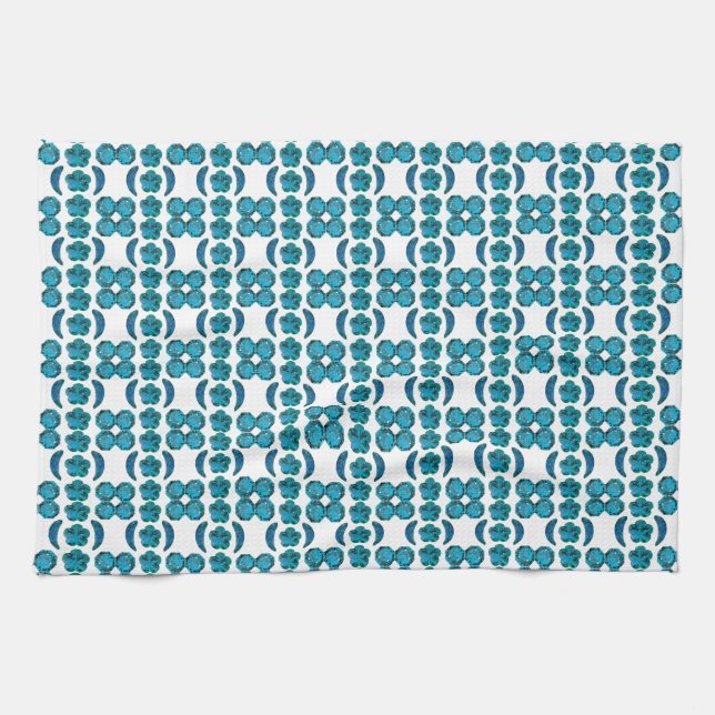 Cyan Pattern Tea Towel (Horizontal)