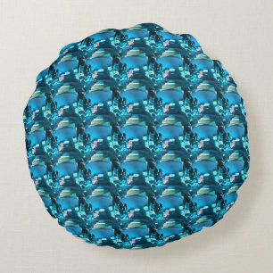 Cyan Round Cushion