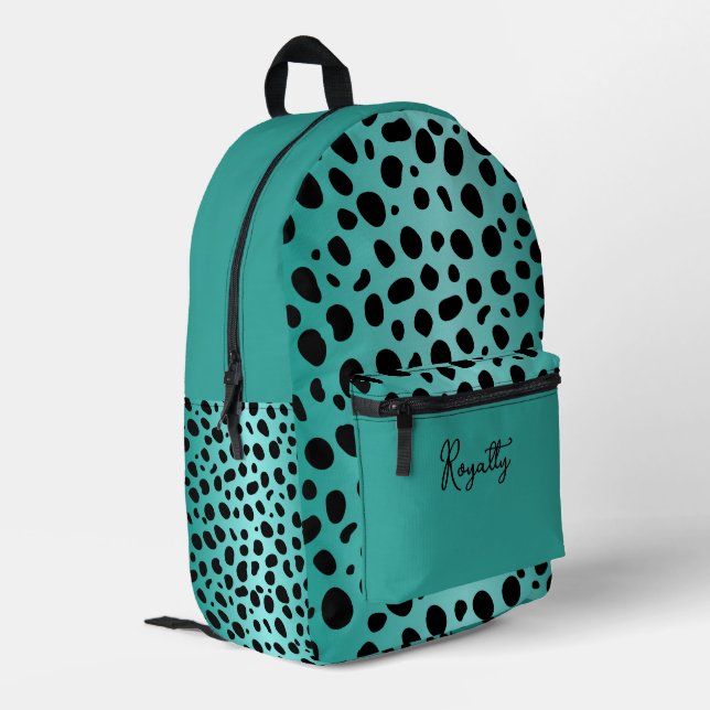 Cyan Safari Print Printed Backpack (Back Corner Left)