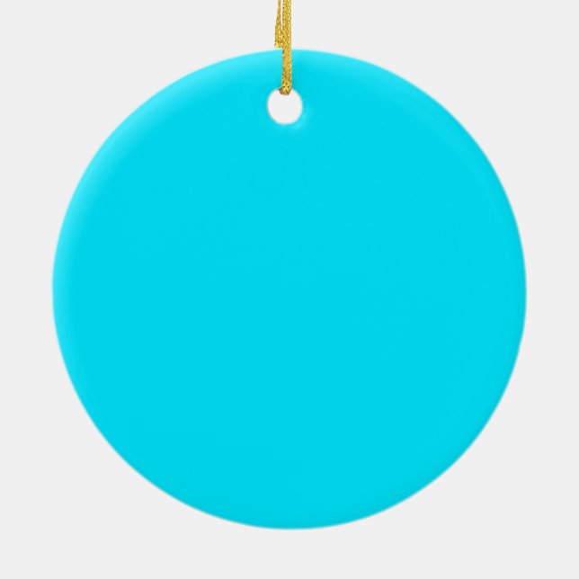 Cyan Sky Blue Colour Customise This Ceramic Ornament (Back)