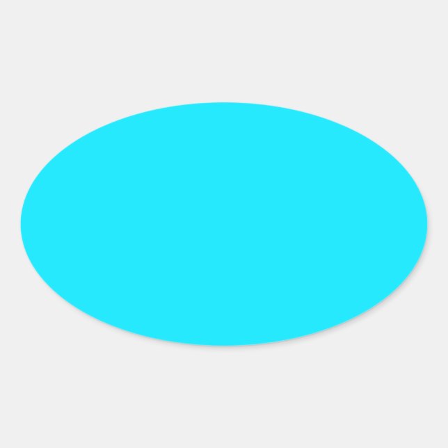 Cyan Sky Blue Colour Customise This Oval Sticker (Front)