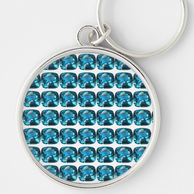 Cyan Sky Blue Key Ring (Front)