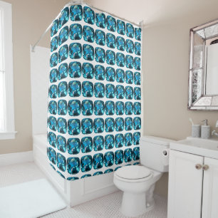 Cyan Sky Blue Shower Curtain