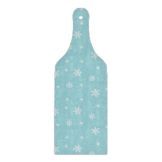 Cyan Snowflake Pattern Holiday Cutting Board