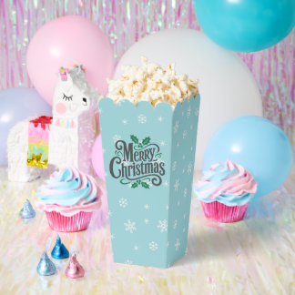 Cyan Snowflake Pattern Holiday Favour Box