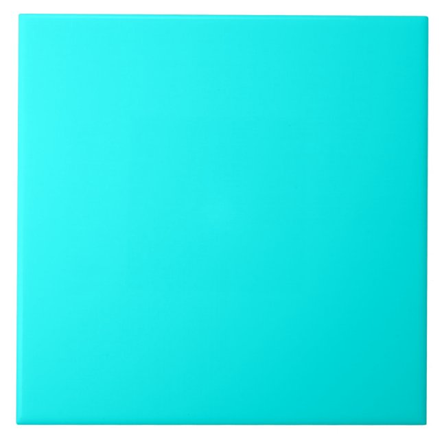 Cyan solid colour, blue-green, ceramic tile (Front)