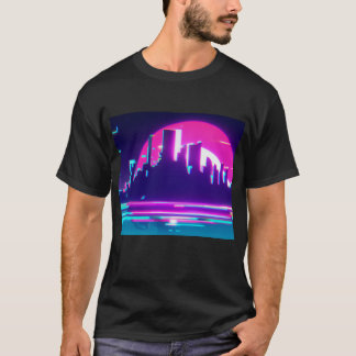 Cyan synthwave city T-Shirt