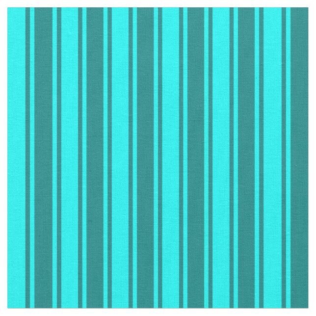 Cyan & Teal Coloured Lined Pattern Fabric (Close Up)
