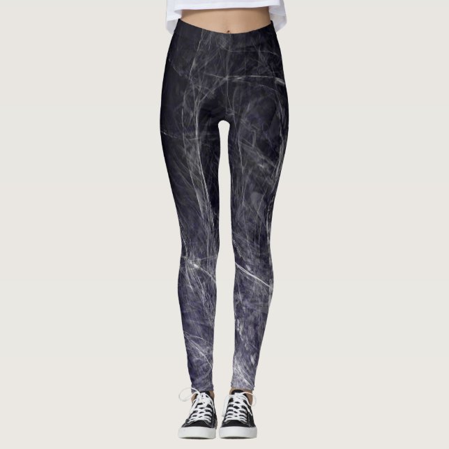 Cyan Texture Feathers - Leggings (Front)